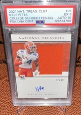 2021 NATIONAL TREASURES COLLEGIATE COLLEGE SILHOUETTES SIGNATURES KYLE PITTS