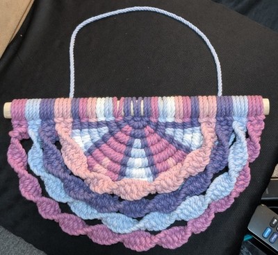 Handmade Pastel Macrame Wall Hanging Boho Semi-Circle Fiber Art Nursery Decor