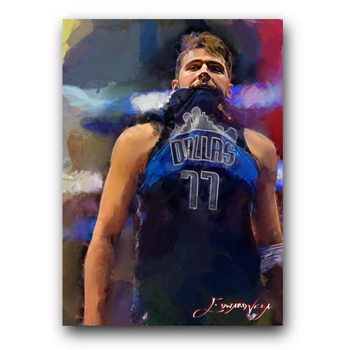 Luka Doncic #22 Art Card Limited 28/50 Edward Vela Signed (Dallas Mavericks)