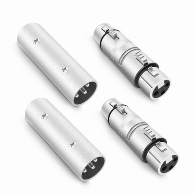 Seefeful XLR Adapter, 2 Pairs Female to Male and Female, Silver