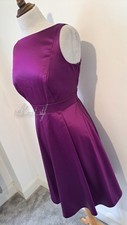 COAST - Purple Duchess Satin Backless Cut-Out Fit & Flare Dress - Size 12