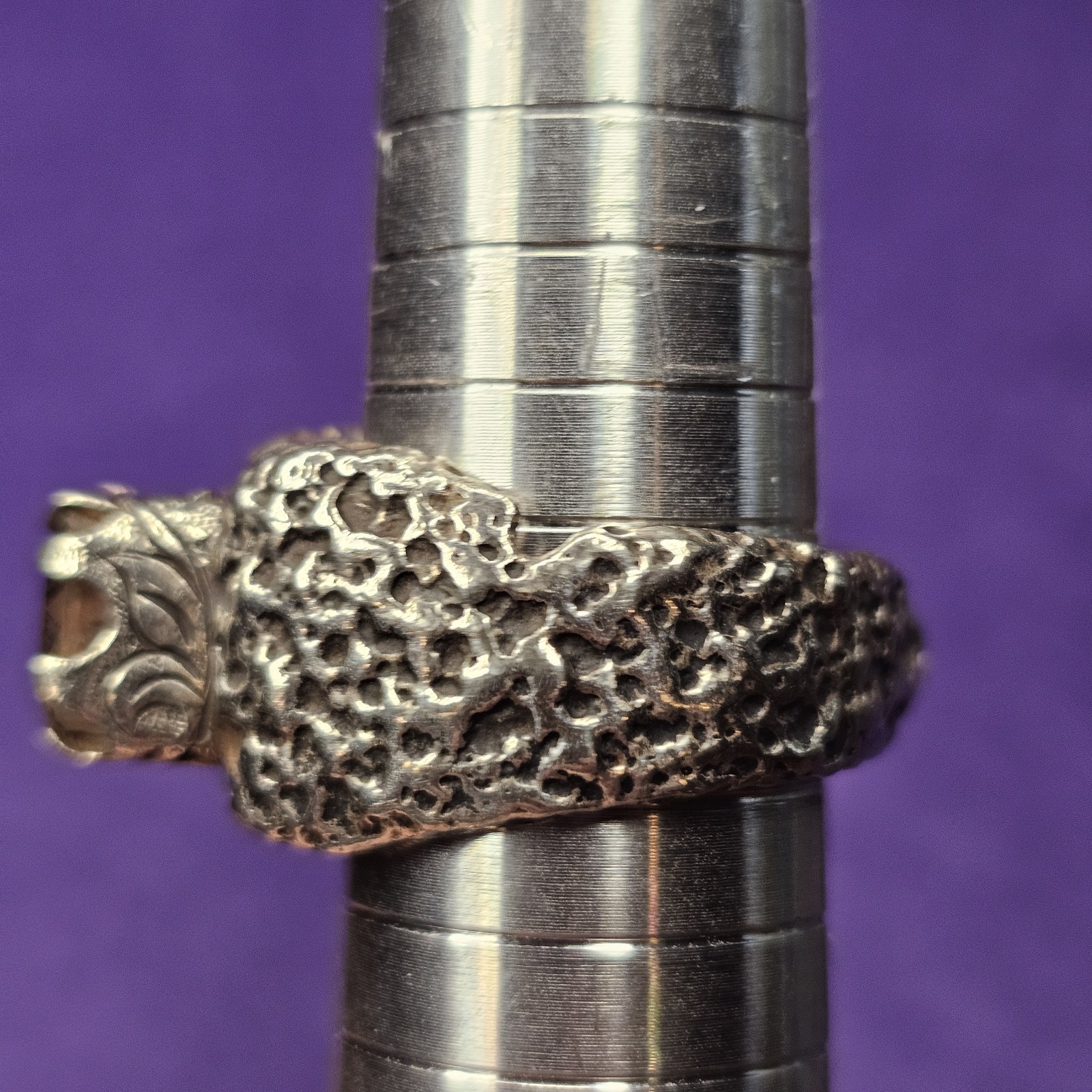 Brutalist Sterling Silver Ring Tourmalinated Quar… - image 15