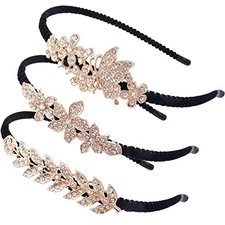 TCOTBE 3 Pcs Crystal Hair Bands - Fashion Hairbands for Girls with Leaf, 