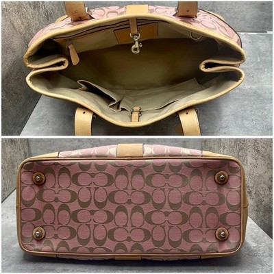 COACH 6337 Pink Tote bag Signature shoulder Vintage Canvas Leather