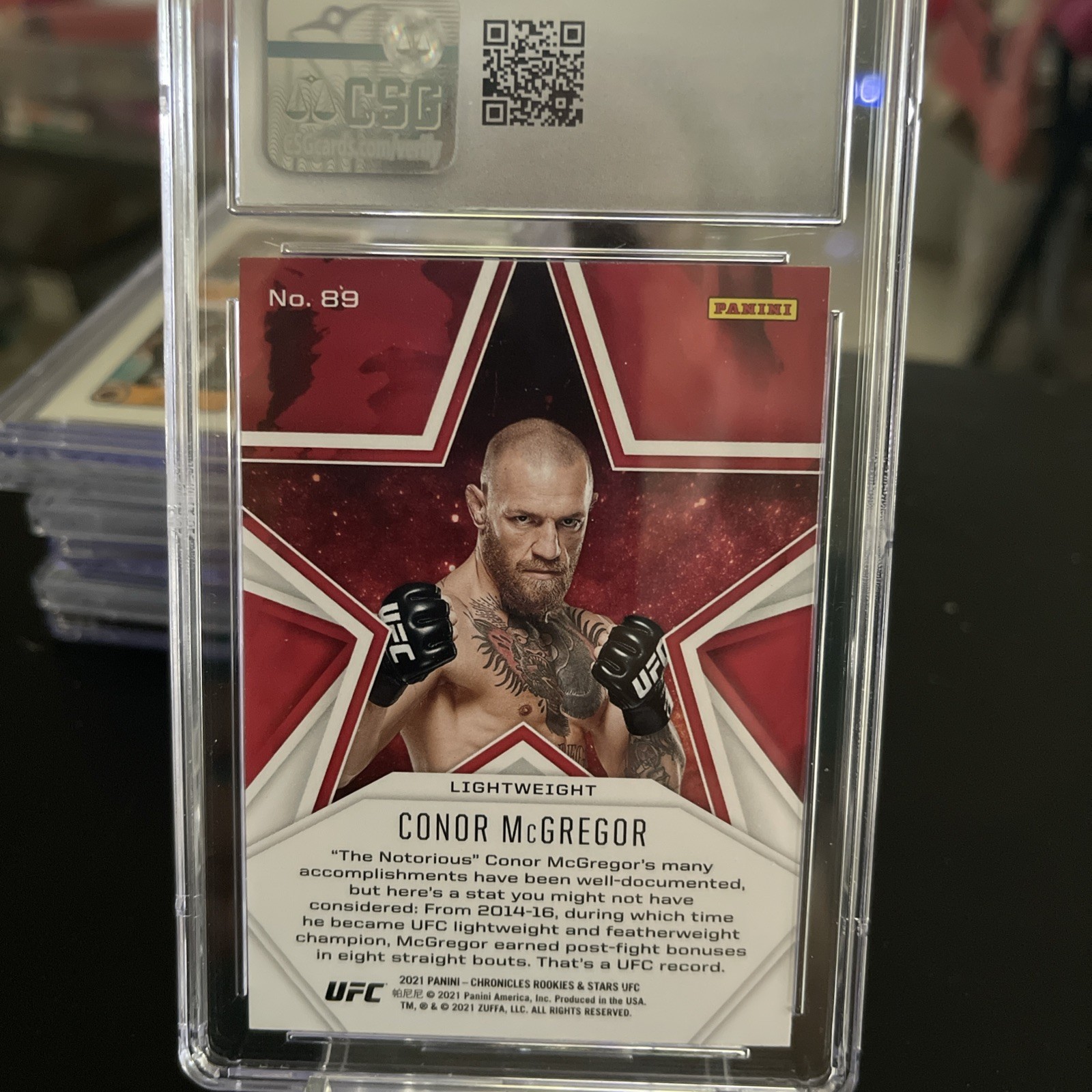 2014 Topps UFC Conor McGregor & 2021 Panini McGregor MINT 9.5 view 5