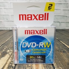 BRAND NEW PACK of 2 - Maxell DVD-RW Camcorder Blank Disc - 30 Min 1.4 GB 3-Pack