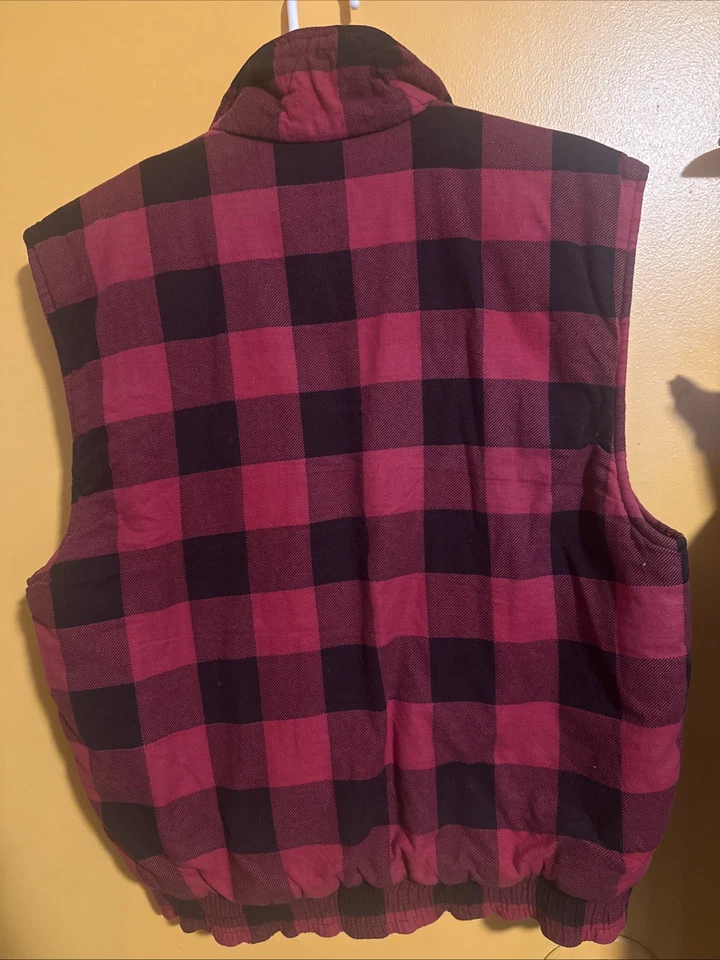 Ozark Trail Men's L  Red Plaid Flannel Vest Sleeveless, Full Zip, 90s Vintage - Image 2 of 3