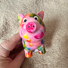 Pomme pidou Sparb&uuml;chse Schwein Keramik bemalt Punkte mehrfarbig gl&auml;nzend