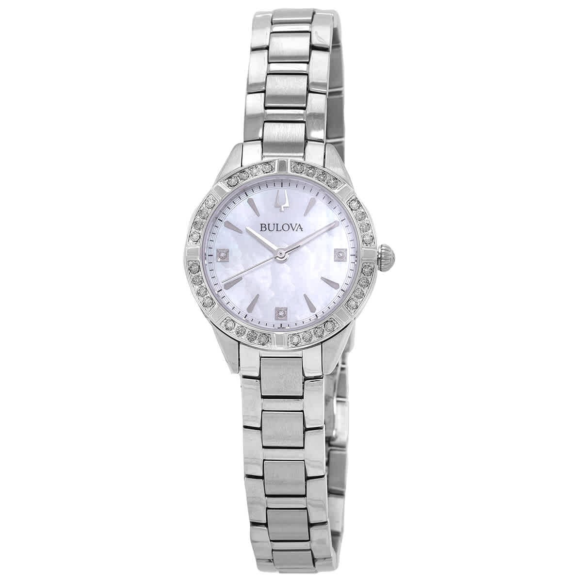 Bulova Women's Classic Quartz Gemmed Silver Stainless Steel Watch 28 MM 96R253