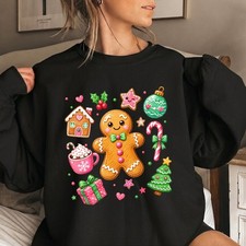 Cute Gingerbread Sweater, Gingerbread man Christmas Holiday Sweatshirt