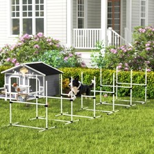 6 Piece Dog Agility Set with Adjustable Height Jump Bars, White