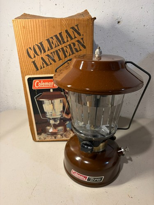 #ad Vintage Coleman 275 Gasoline Lantern Brown Pyrex Glass w Box 10 81 1981 Nice $99.99
