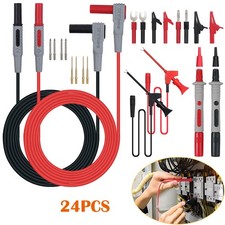 24Pcs Multimeter Test Extension Leads Kit with Probe Banana Plug Alligator Clip