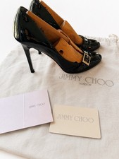 Jimmy Choo Black Patent Leather Buckle Pumps Heels EU 35.5 Pointed Toe US 5.5