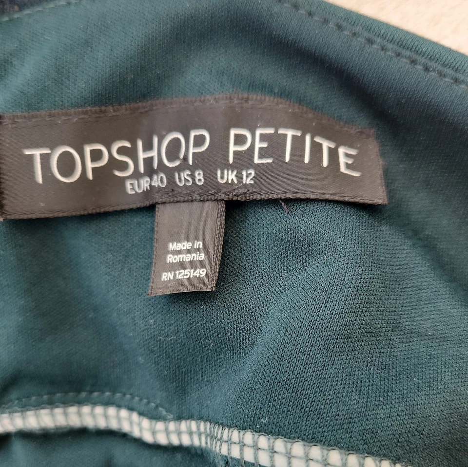 Topshop Petite Green Floral Lace V-Neck Strappy Slip Midi Dress Zip UK 12 - Image 2 of 3