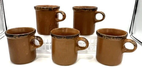 VTG Set of 5 McCoy 1412 Canyon Mesa Stoneware Coffee Mug Cup 8oz USA Vintage 70s