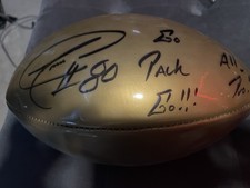 Autographed Donald Driver Football Ball with #80 and Inscription