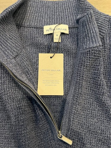 Peter Millar Crown Kitts 1/4 Zip Pullover Sweater Blue NRDC Sz Medium Men’s - Picture 5 of 7