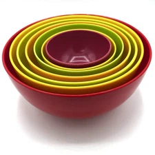 Gibson Everyday Melamine Stacking Mixing Bowls Set of 7 Colorful Retro Modern