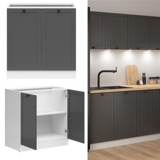 800mm Kitchen Base Unit Cabinet 2 Door 80cm Cupboard Shaker Dark Grey Junona