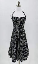 Anthropologie Girls From Savoy Cerys Halter Black White Swing Dress Sz 6