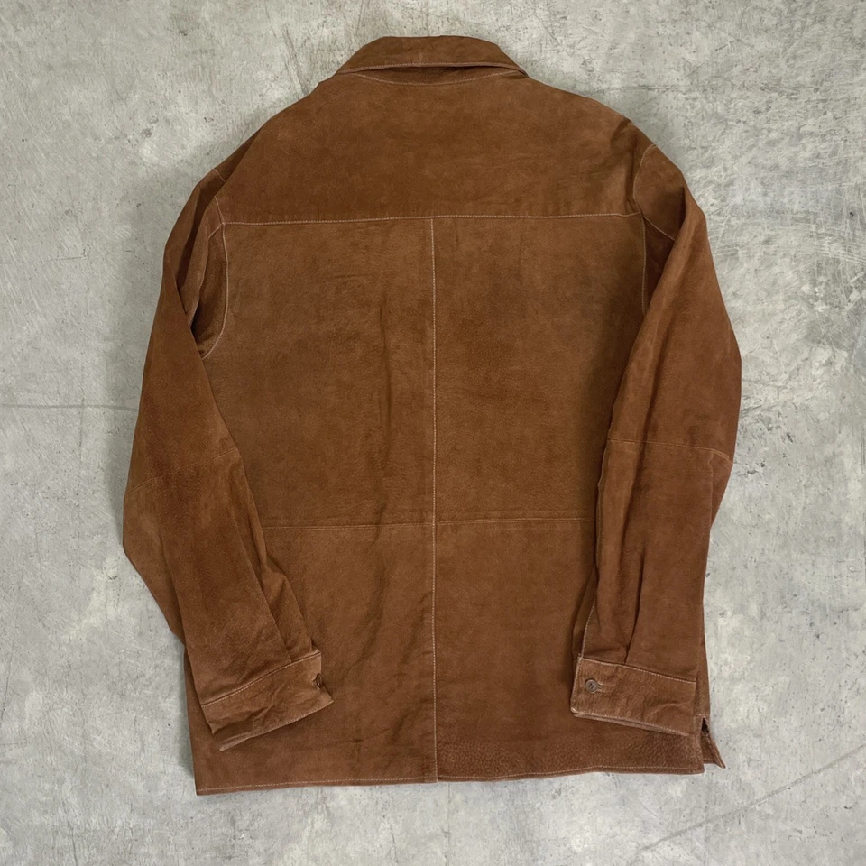 Vtg Suede Leather Jacket Tan Size 2XL Button Front Collar Pockets Cowboy Western - Image 2 of 4