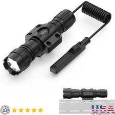 Tactical LED Flashlight Waterproof Lightweight Remote Switch M-LOK Rail Mount US