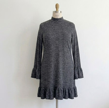 Express Mini Dress Heather Grey Black Soft Ruffle Holiday Graduation Whimsycore