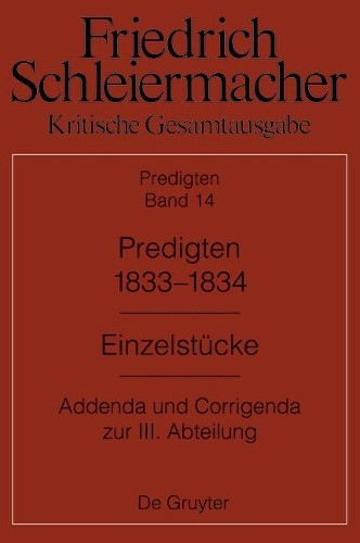 Predigten 1833-1834 (Hardback)