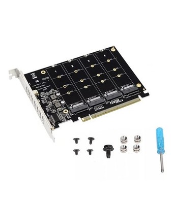 4-Port M.2 NVME SSD zu PCIe 3.0 4.0 X16 Anschluss Erweiterungskarte 4 x 32Gbps