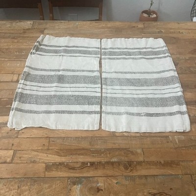 Arhaus 2 Pillow Shams Gray & White Striped 100% Linen 14''x24''
