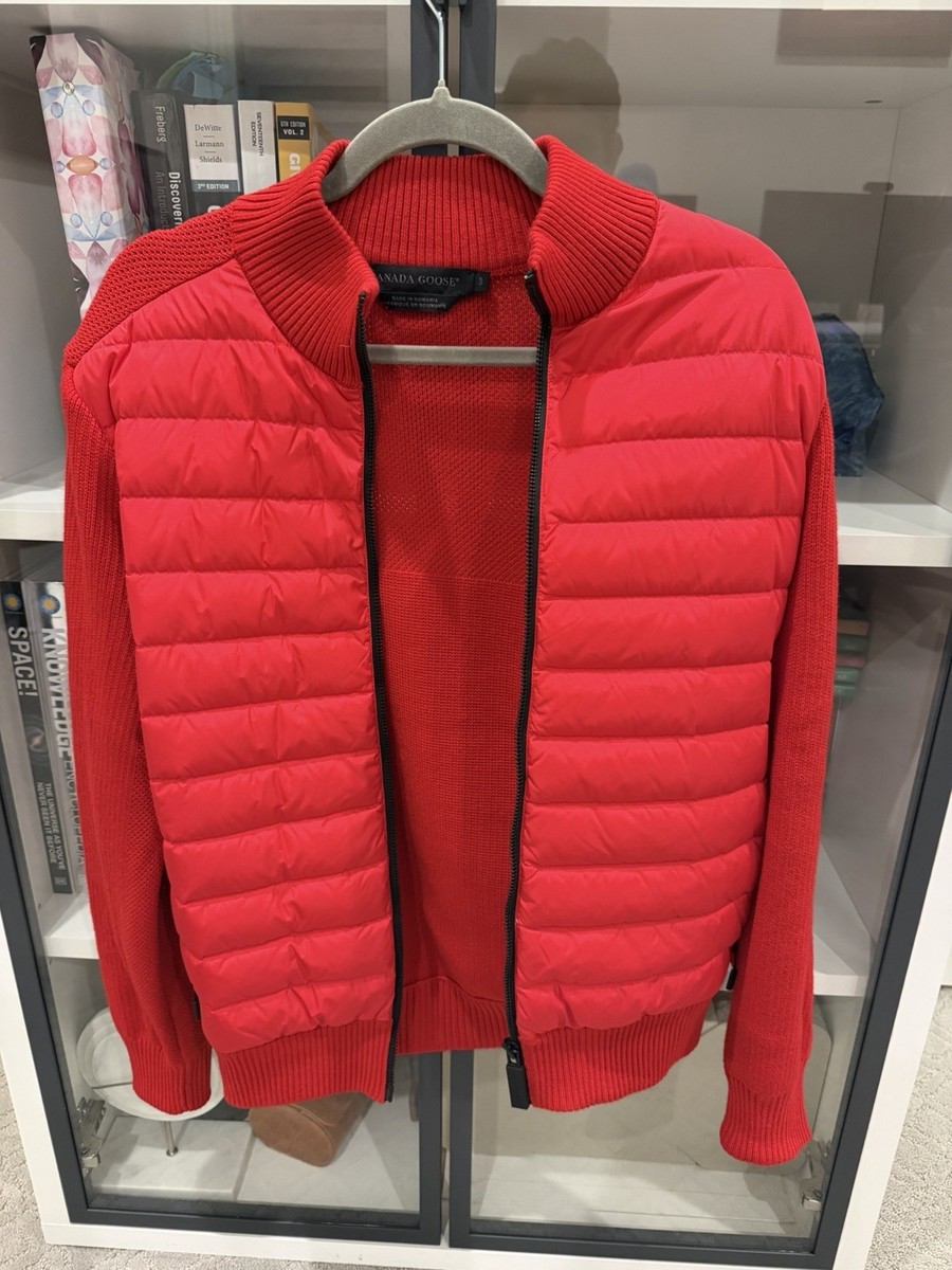Canada Goose Hybridge Knit Jacket Sweater Red Men display picture 1