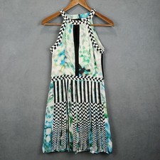 Parker Selita Mini Dress Women Small Multicolor Geometric Print Keyhole Side Zip