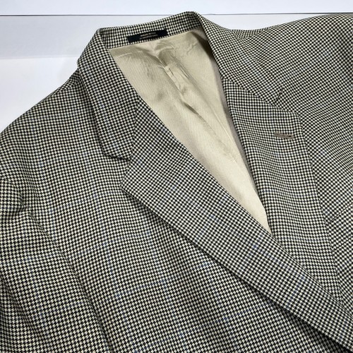 Hart Schaffner Marx Houndstooth Blazer Men's 48R Beige Blue Patterned Jacket - Picture 8 of 10