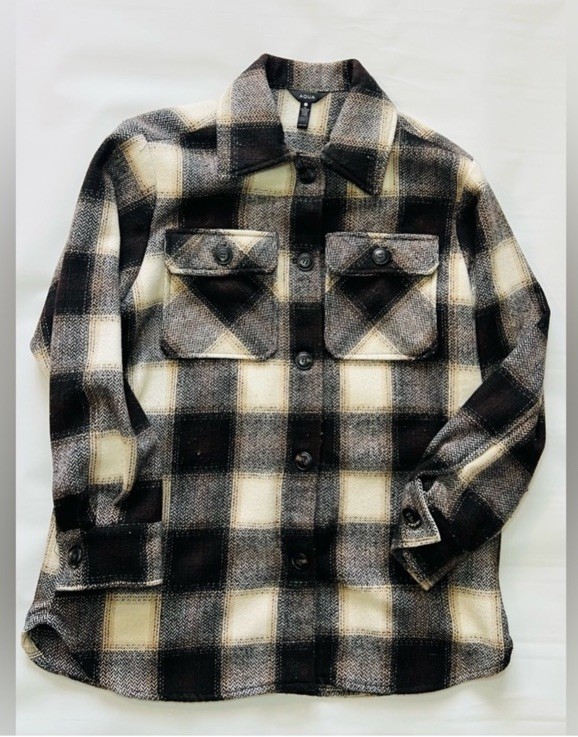 AQUA Bloomingdale’s Plaid Button Wool Jacket Size… - image 1