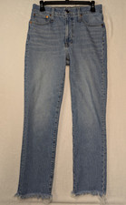 Madewell Jeans Womens 27 Blue Denim Perfect Vintage Tapered Raw Hem High Rise