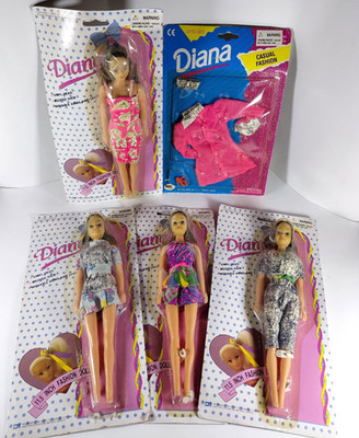 Diana 11.5'' Fashion Doll LOT 4 Dolls + 1 Outfit DDI Vintage
