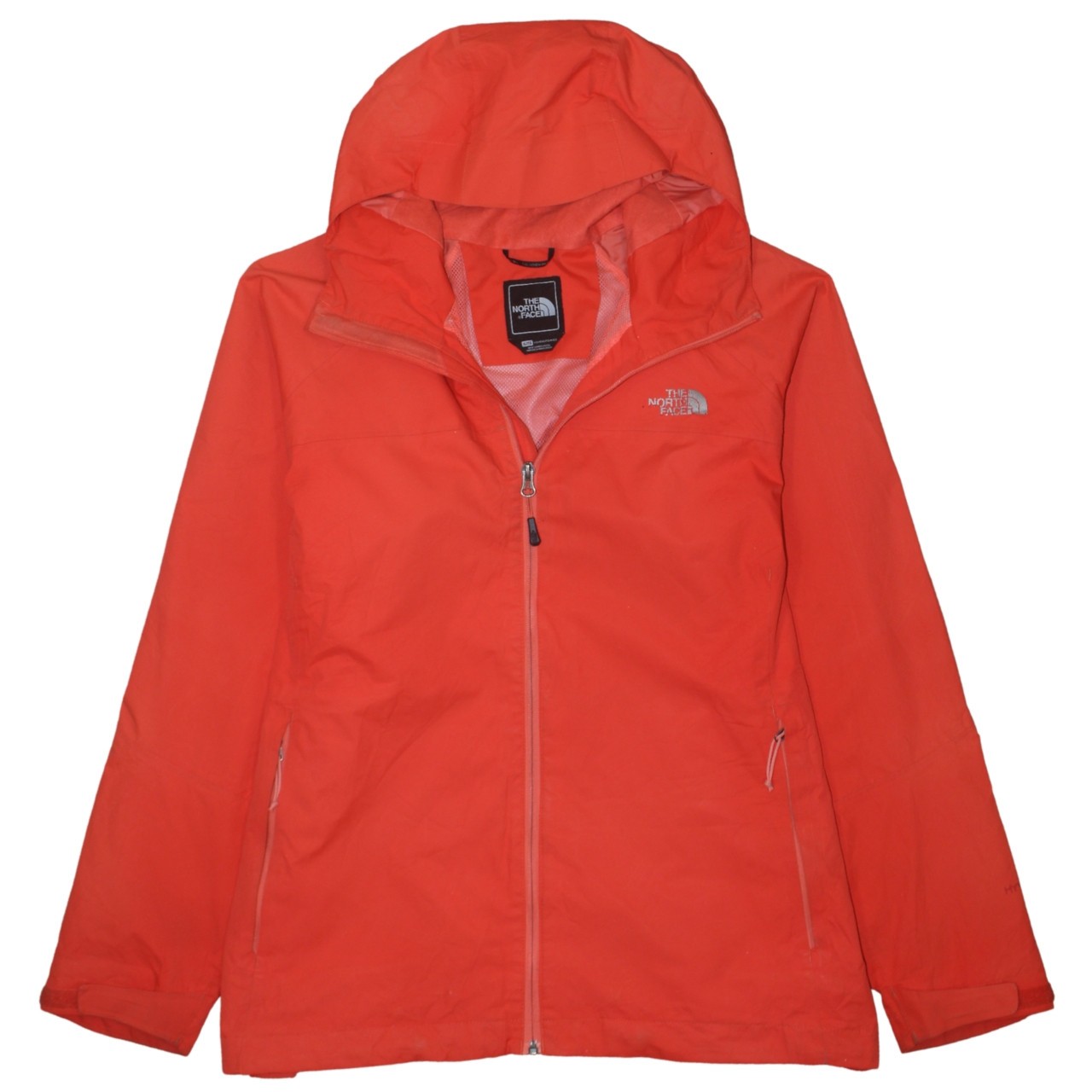 The North Face Womens Windbreaker Jacket Red Hooded Full Zip Embroidered XL