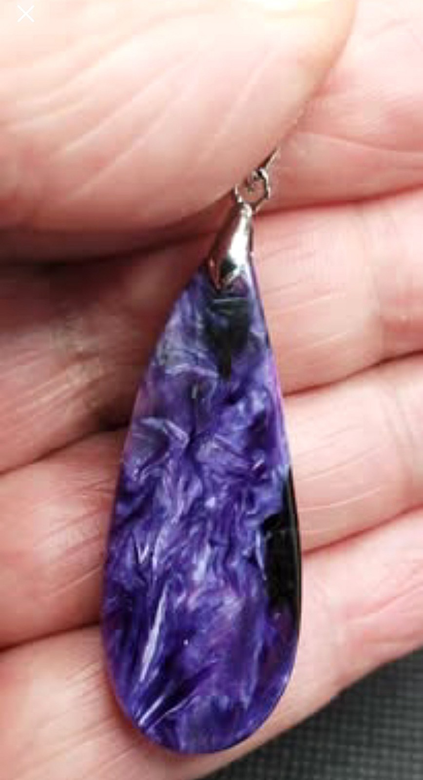 Pendentif Charoite de Sibérie 50cts et Argent 925 le cadeau d'anniversaire rare