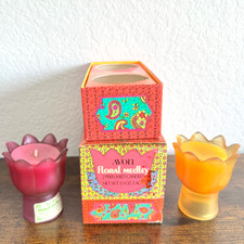 2 Avon Tea Light Candles Glass Tulip Holders ...