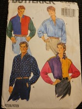 Butterick Unisex Shirt Loose-Fit Sleeve Variations L XL Bust 42"-48" New UNCUT