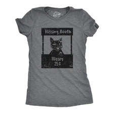 Womens Hissing Booth T Shirt Funny Mean Kitten Hiss Joke Tee for Ladies
