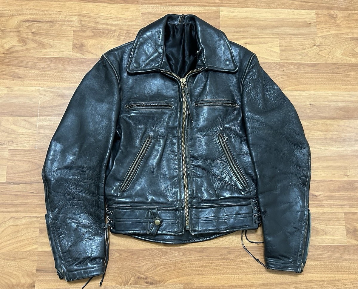 VTG 60s CAL LEATHER CHP Horsehide Motorcycle Police Jacket TALON