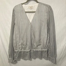 Loft Women's Size Medium Striped Peplum Blouse