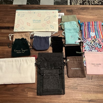 JEWELRY BAGS-LOT/20-MULTI COLORS/SIZES, BRIGHTON,ROSS SIMONS,KATE SPADE, 