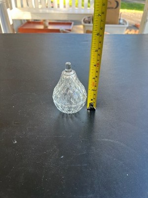 L.E. Smith Vintage Clear Cut Glass Pear Trinket Box with Lid, 4''