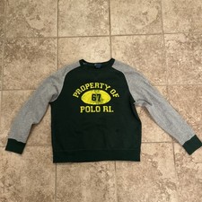 Polo Ralph Lauren RL 67 Youth Long Sleeve Pull Over Green Shirt Large