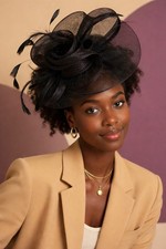 Black Veil Feather Mesh Fascinator Veil Hat Clip Band Wedding Tea Cocktail Party