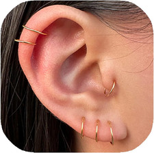 Small Gold or Sterling Silver Huggie Hoop Earrings for Women Cartilage Nose Heli