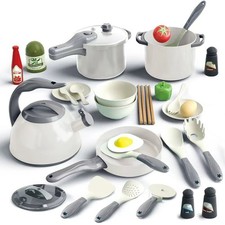 32Pcs Play Kitchen Toys Set, Toddlers Pretend Cooking Playset Acccessories wi...